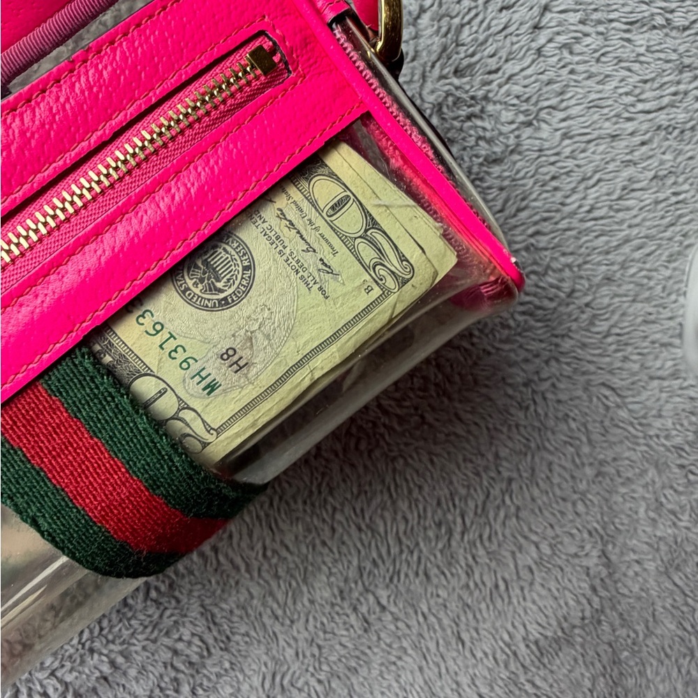 Authentic Gucci Ophidia Mini Transparent Crossbody Bag in Fluorescent Pink - Picture 7 of 15